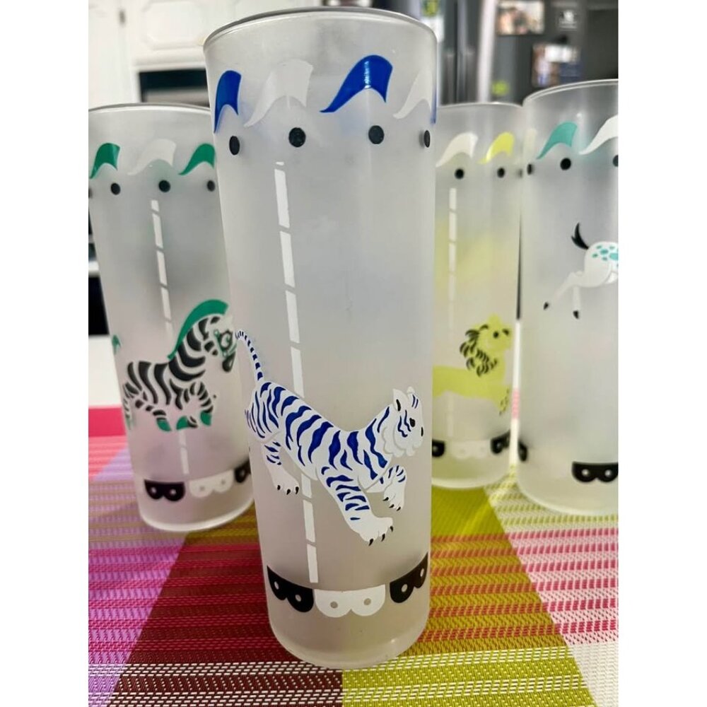 Vintage set of five Libbey Merry-Go-Round Carousel Tumblers - Picture 6 of 7